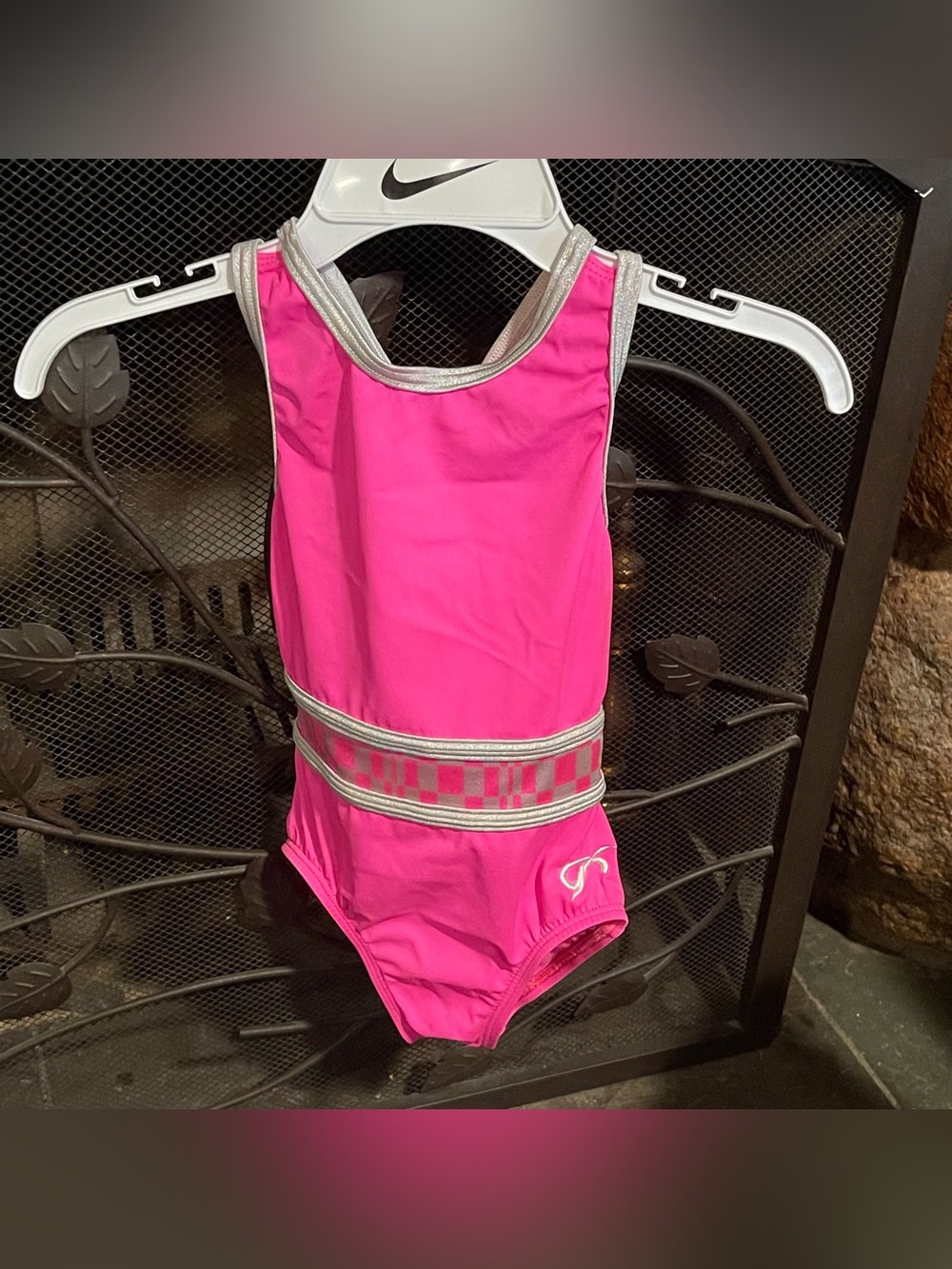 GK Glittery Pink Checkerboard Leo - Like New - Youth Small 4-6